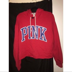 Victoria secret PINK Red cropped hoodie size L